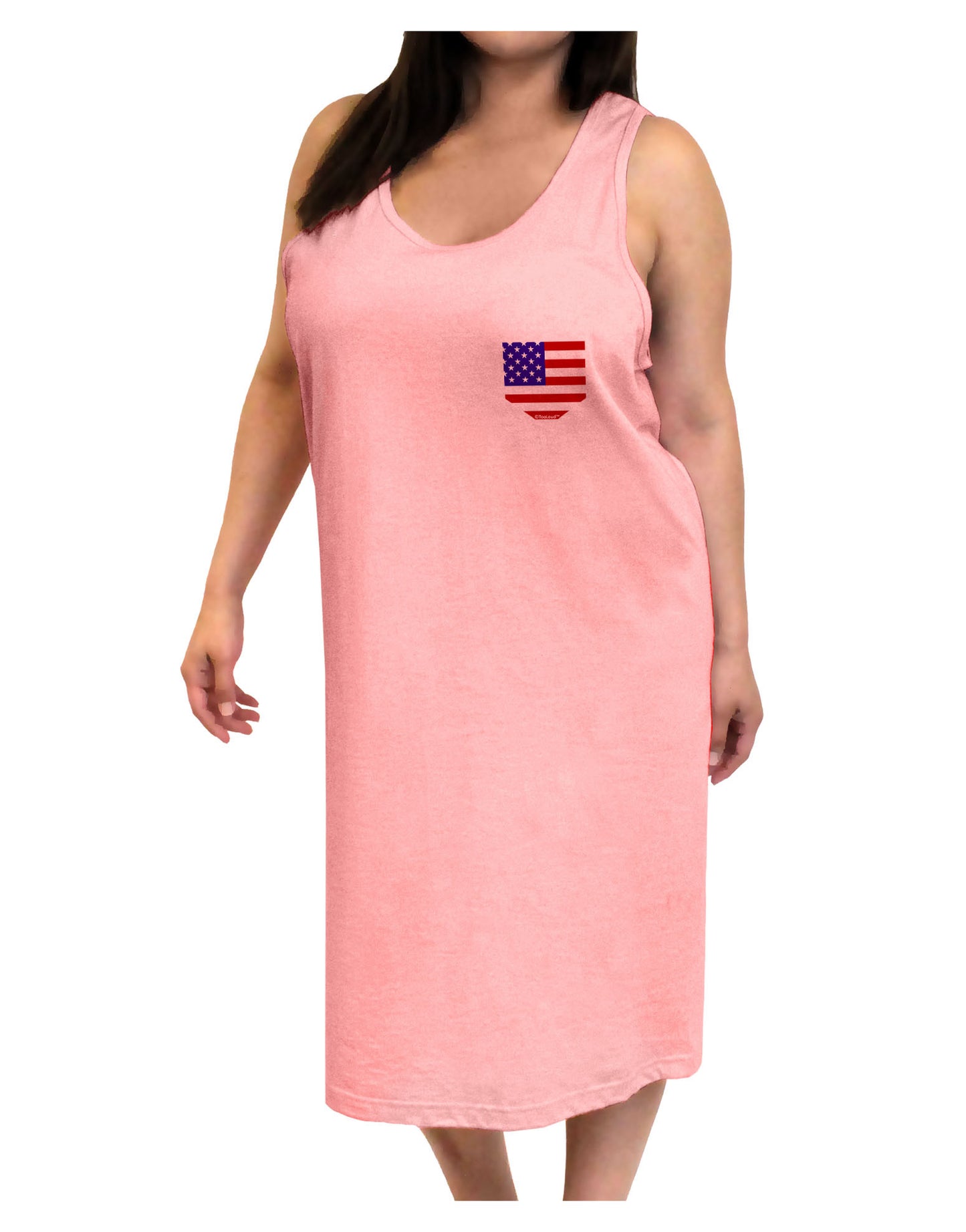 American Flag Faux Pocket Design Adult Tank Top Dress Night Shirt by TooLoud-Night Shirt-TooLoud-Pink-One-Size-Adult-Davson Sales