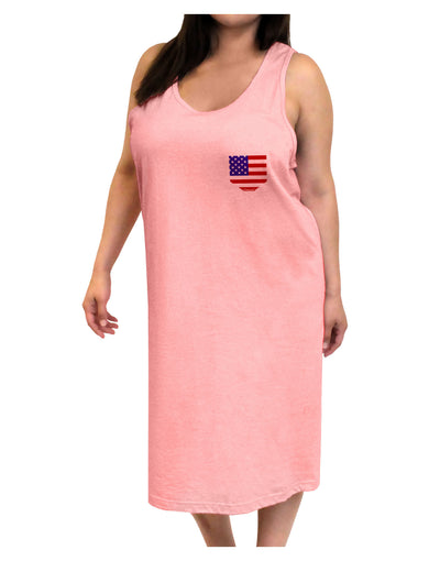 American Flag Faux Pocket Design Adult Tank Top Dress Night Shirt by TooLoud-Night Shirt-TooLoud-Pink-One-Size-Adult-Davson Sales