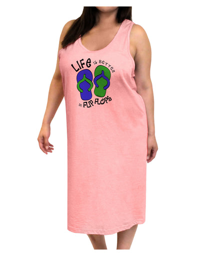 Life is Better in Flip Flops - Blue and Green Adult Tank Top Dress Night Shirt-Night Shirt-TooLoud-Pink-One-Size-Adult-Davson Sales