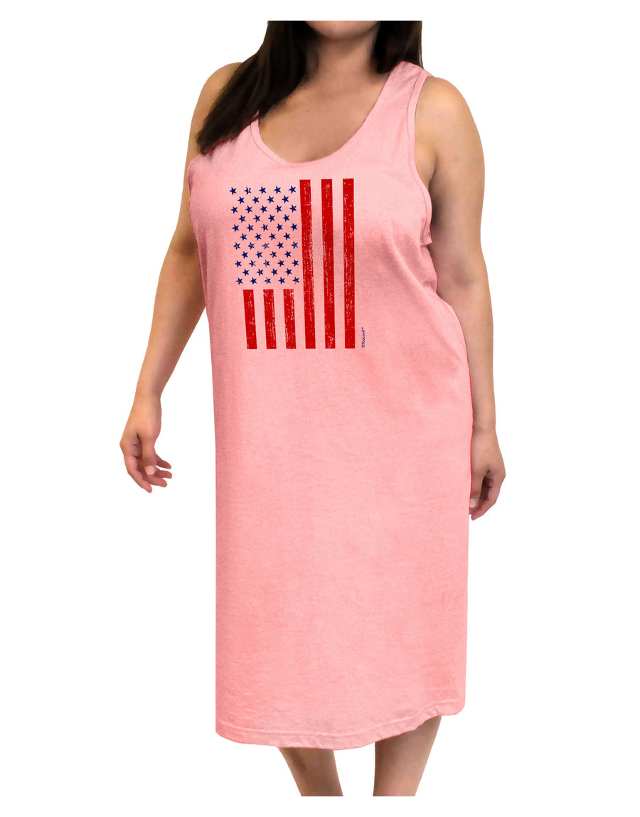 Red and Blue Stamp Style American Flag - Distressed Adult Tank Top Dress Night Shirt by TooLoud-Night Shirt-TooLoud-White-One-Size-Davson Sales