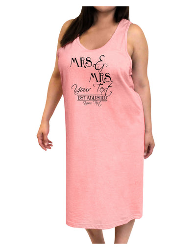 Personalized Mrs and Mrs Lesbian Wedding - Name- Established -Date- Design Adult Tank Top Dress Night Shirt-Night Shirt-TooLoud-Pink-One-Size-Adult-Davson Sales