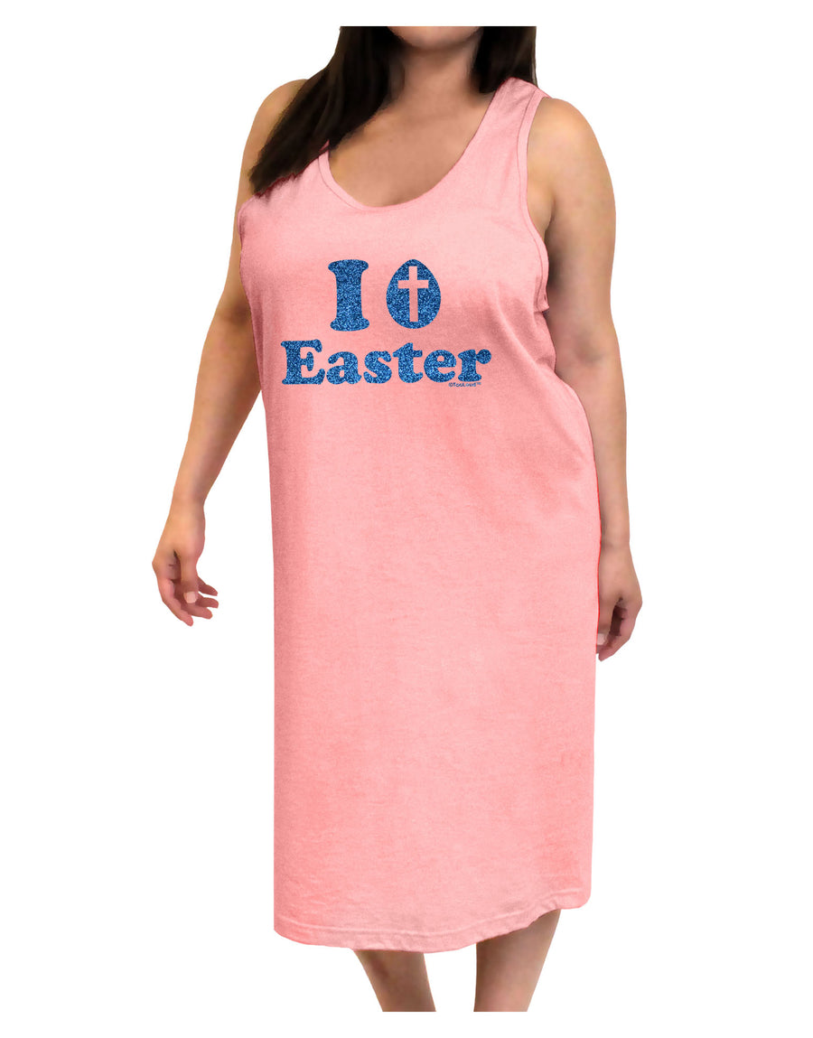 I Egg Cross Easter - Blue Glitter Adult Tank Top Dress Night Shirt by TooLoud-Night Shirt-TooLoud-White-One-Size-Davson Sales