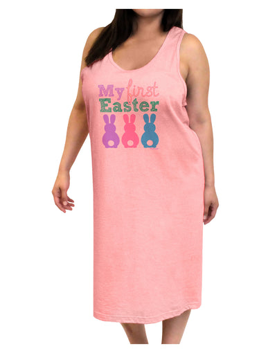 My First Easter - Three Bunnies Adult Tank Top Dress Night Shirt by TooLoud-Night Shirt-TooLoud-Pink-One-Size-Adult-Davson Sales