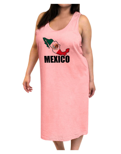 Mexico Outline - Mexican Flag - Mexico Text Adult Tank Top Dress Night Shirt by TooLoud-Night Shirt-TooLoud-Pink-One-Size-Adult-Davson Sales