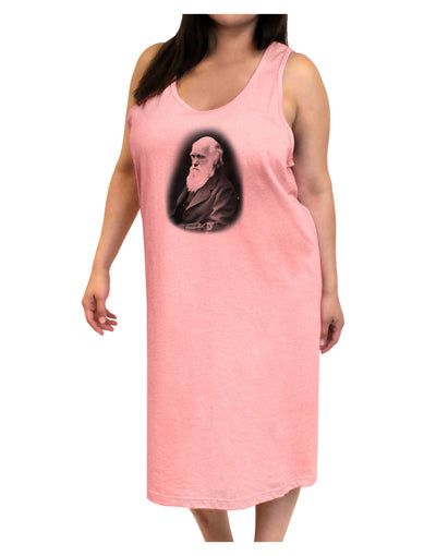 Charles Darwin Black and White Adult Tank Top Dress Night Shirt by TooLoud-Night Shirt-TooLoud-Pink-One-Size-Adult-Davson Sales