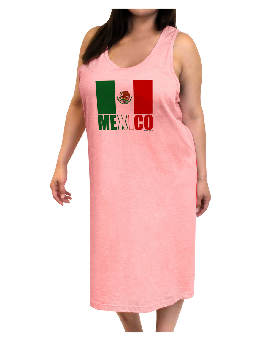 Mexican Flag - Mexico Text Adult Tank Top Dress Night Shirt by TooLoud-Night Shirt-TooLoud-White-One-Size-Davson Sales