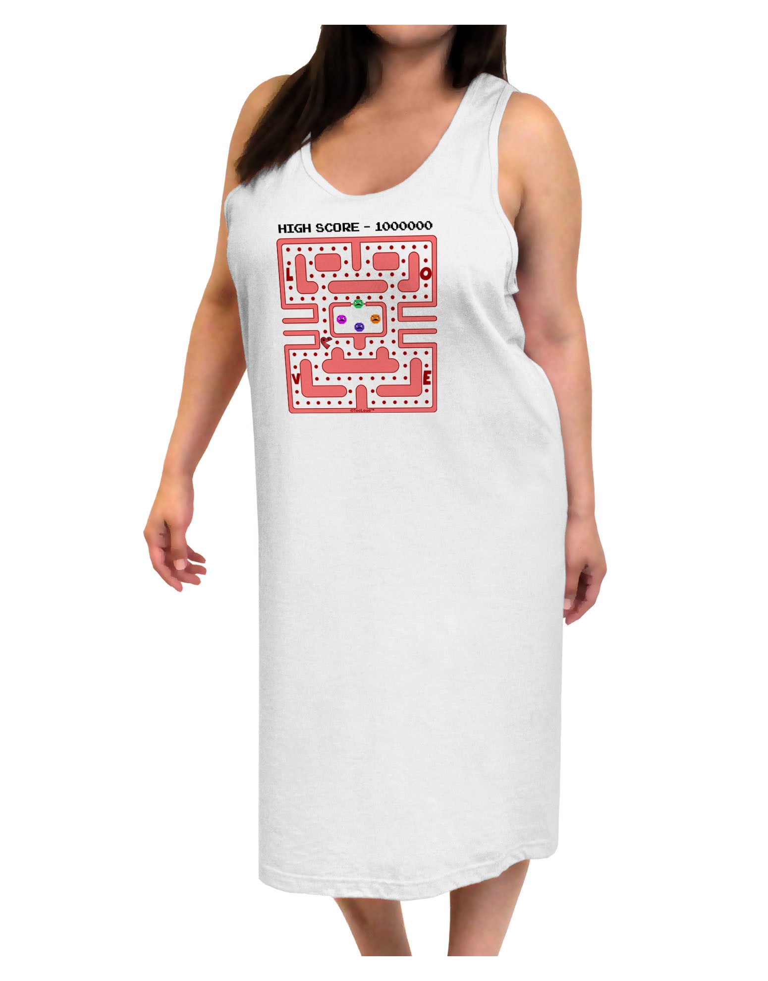 Retro Heart Man Adult Tank Top Dress Night Shirt-Night Shirt-TooLoud-White-One-Size-Adult-Davson Sales