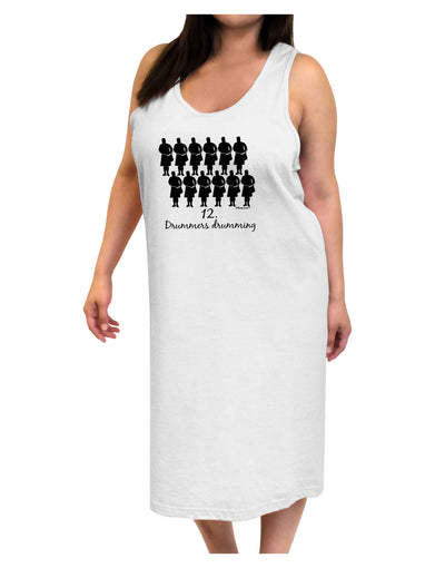 Twelve Drummers Drumming Text Adult Tank Top Dress Night Shirt-Night Shirt-TooLoud-White-One-Size-Adult-Davson Sales