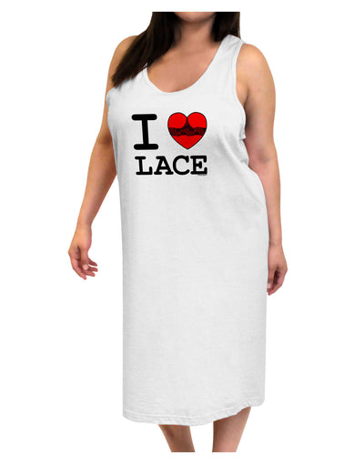 I Love Heart Lace Adult Tank Top Dress Night Shirt-Night Shirt-TooLoud-White-One-Size-Adult-Davson Sales