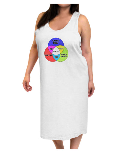 Beer Boy and Games Diagram Adult Tank Top Dress Night Shirt-Night Shirt-TooLoud-White-One-Size-Adult-Davson Sales