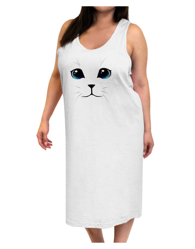 Blue-Eyed Cute Cat Face Adult Tank Top Dress Night Shirt