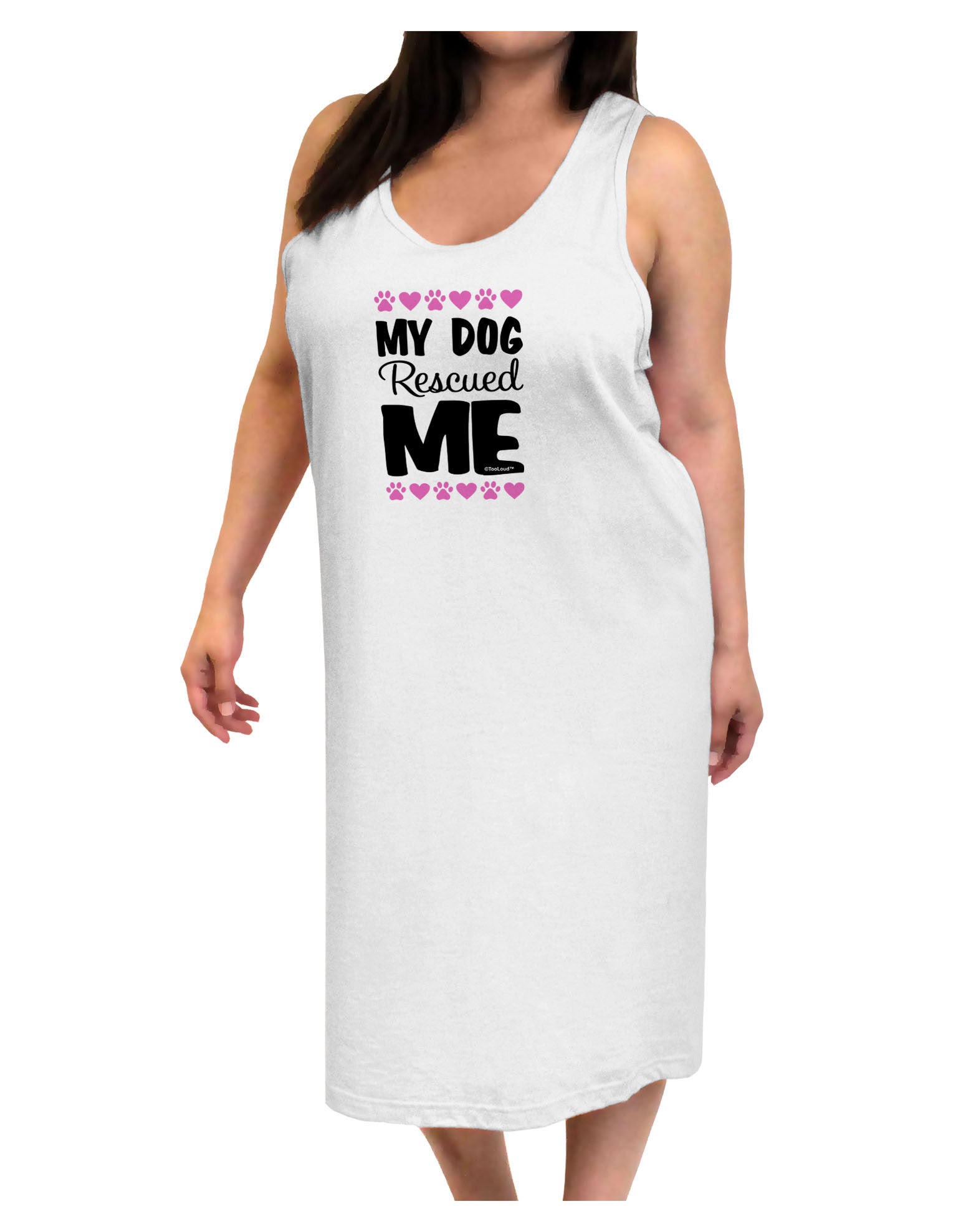 My Dog Rescued Me Adult Tank Top Dress Night Shirt-Night Shirt-TooLoud-White-One-Size-Adult-Davson Sales