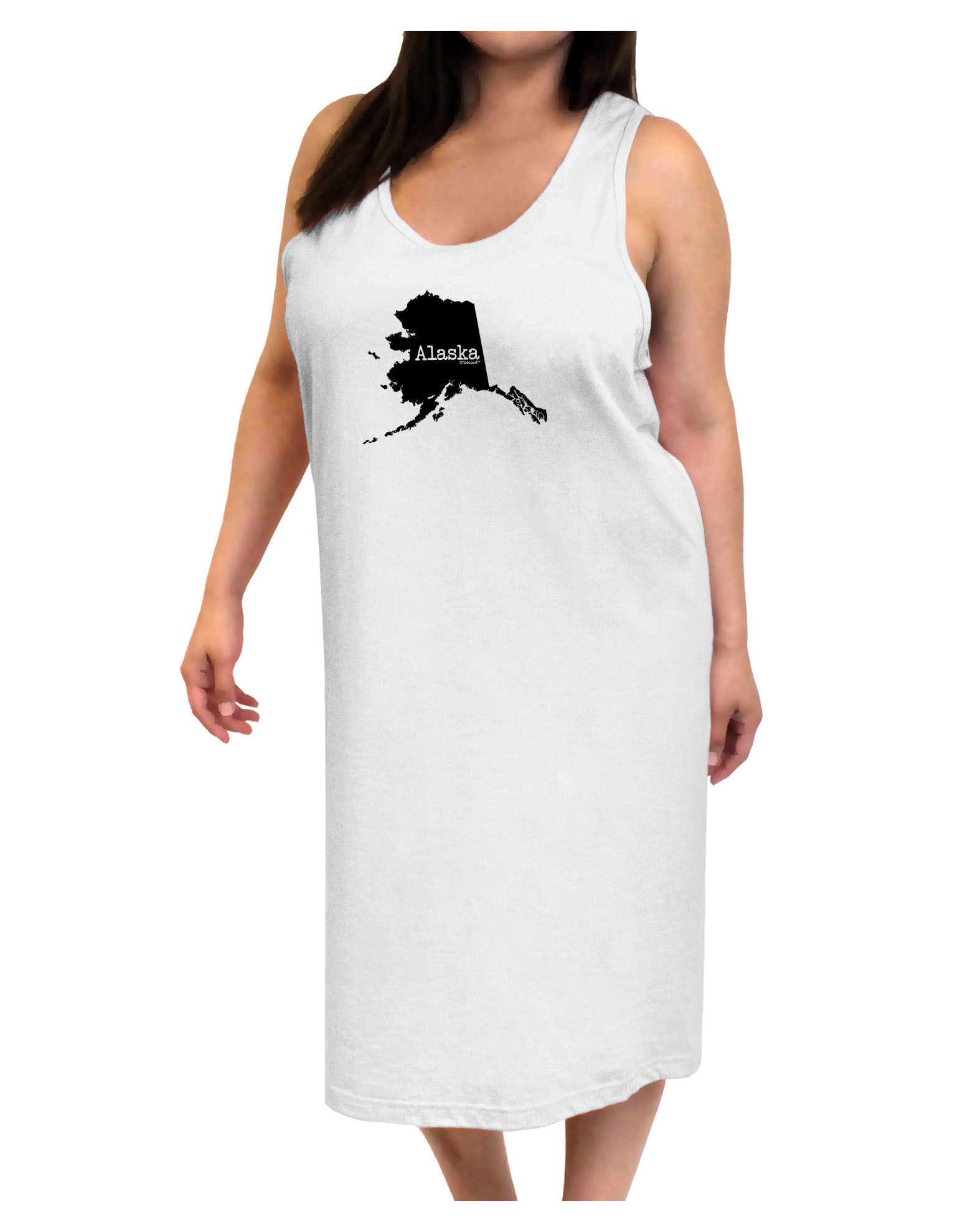 Alaska - United States Shape Adult Tank Top Dress Night Shirt by TooLoud-Night Shirt-TooLoud-White-One-Size-Davson Sales
