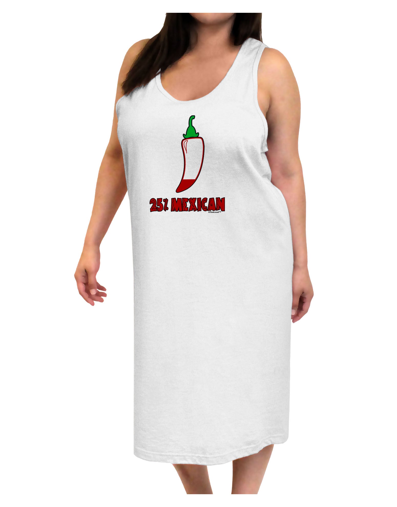 Twenty-Five Percent Mexican Adult Tank Top Dress Night Shirt-Night Shirt-TooLoud-White-One-Size-Adult-Davson Sales