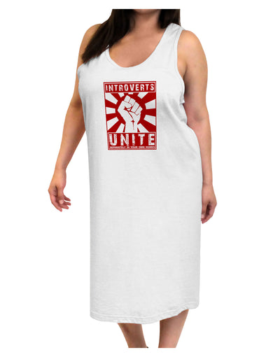 Introverts Unite Funny Adult Tank Top Dress Night Shirt by TooLoud-Night Shirt-TooLoud-White-One-Size-Davson Sales