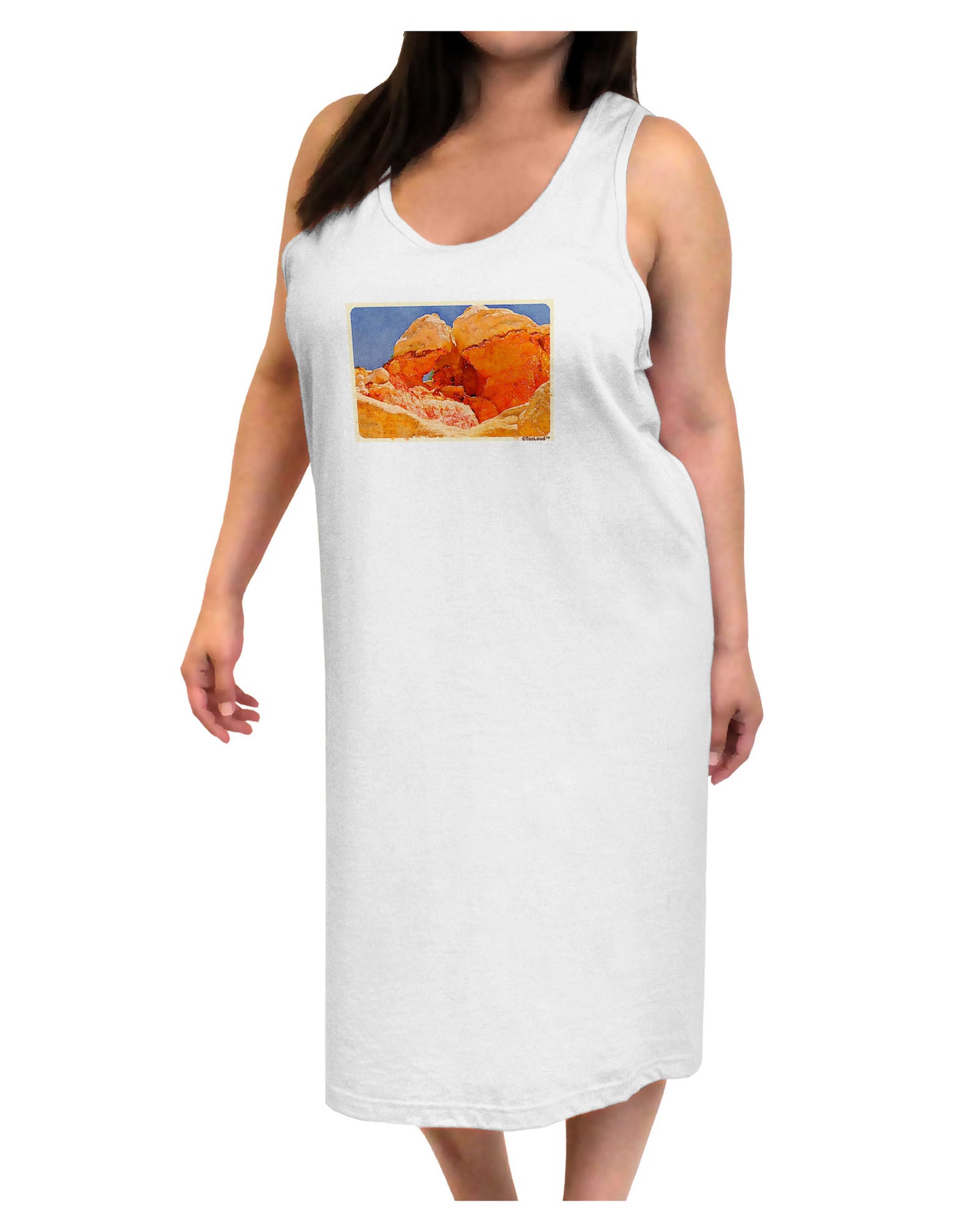 Desert Landscape Watercolor Adult Tank Top Dress Night Shirt-Night Shirt-TooLoud-White-One-Size-Adult-Davson Sales