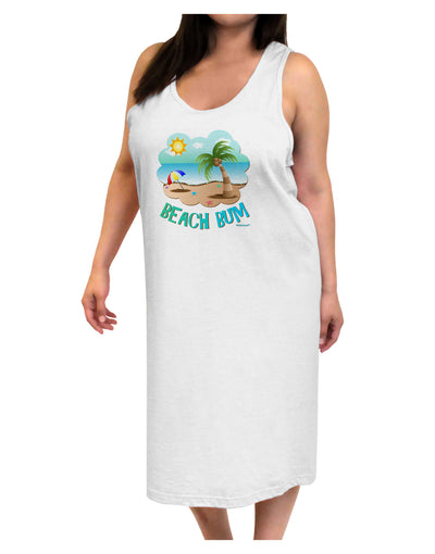 Fun Summer Beach Scene - Beach Bum Adult Tank Top Dress Night Shirt by TooLoud-Night Shirt-TooLoud-White-One-Size-Davson Sales