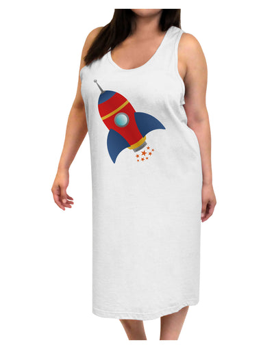 Space Rocket Ship and Stars Adult Tank Top Dress Night Shirt by TooLoud-Night Shirt-TooLoud-White-One-Size-Davson Sales