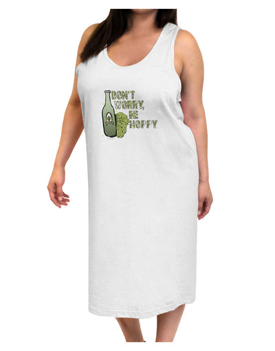 Don't Worry Be Hoppy Adult Tank Top Dress Night Shirt-Night Shirt-TooLoud-White-One-Size-Adult-Davson Sales