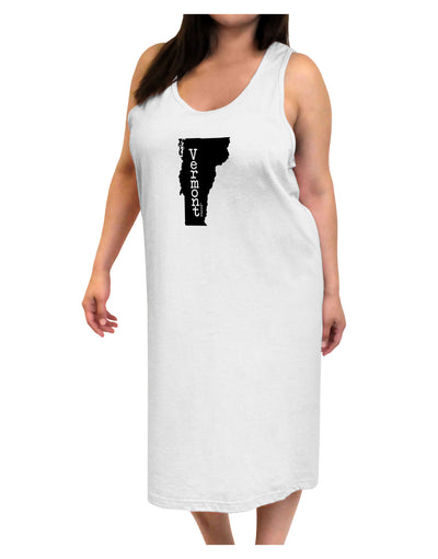 Vermont - United States Shape Adult Tank Top Dress Night Shirt by TooLoud-Night Shirt-TooLoud-White-One-Size-Davson Sales