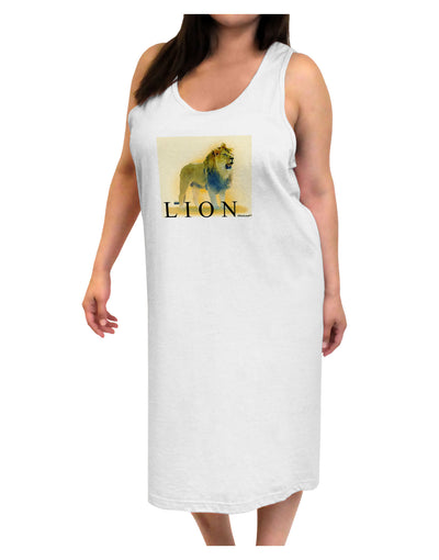 Lion Watercolor 1 Text Adult Tank Top Dress Night Shirt-Night Shirt-TooLoud-White-One-Size-Adult-Davson Sales