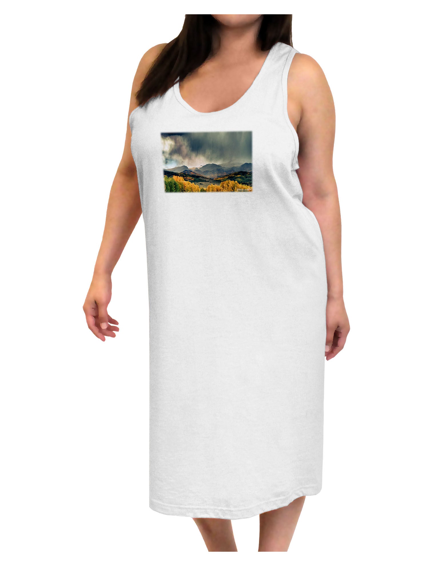 Colorado Mountain Scene Photo Adult Tank Top Dress Night Shirt-Night Shirt-TooLoud-White-One-Size-Adult-Davson Sales
