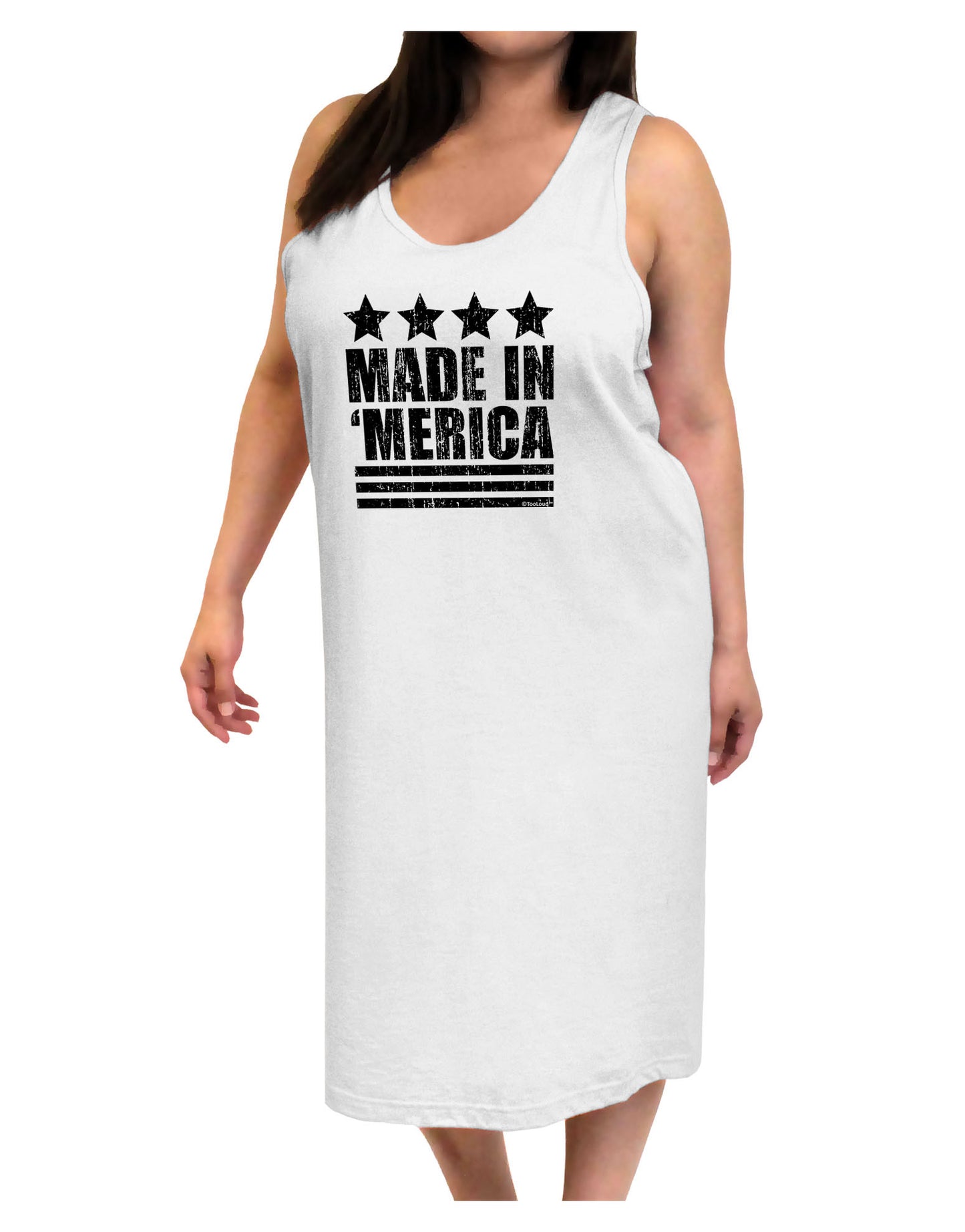 Made in Merica - Stars and Stripes Design Adult Tank Top Dress Night Shirt-Night Shirt-TooLoud-White-One-Size-Adult-Davson Sales