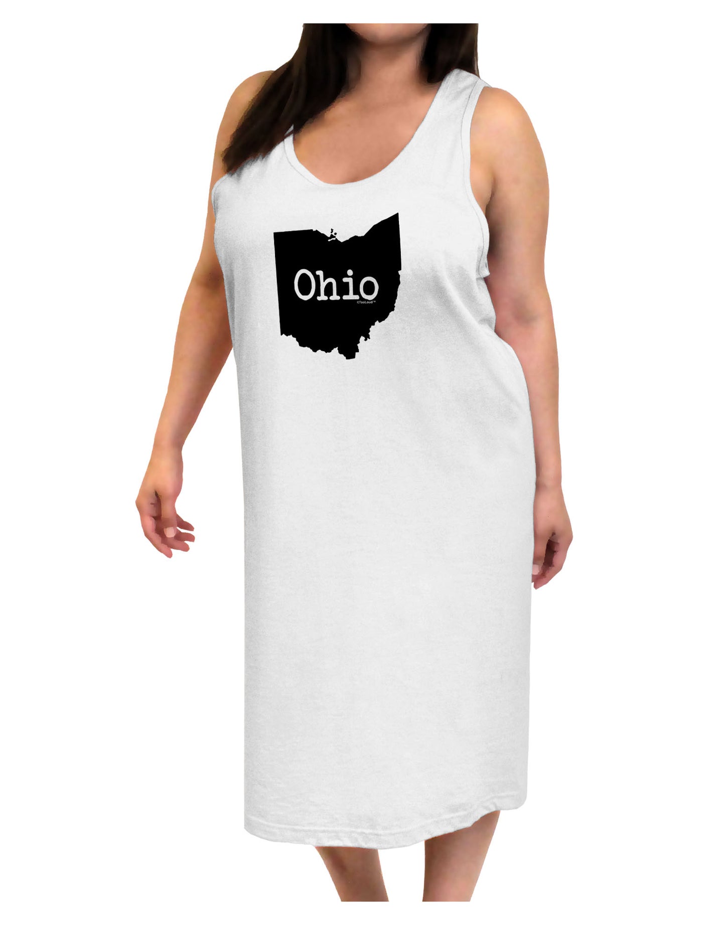 Ohio - United States Shape Adult Tank Top Dress Night Shirt by TooLoud-Night Shirt-TooLoud-White-One-Size-Davson Sales