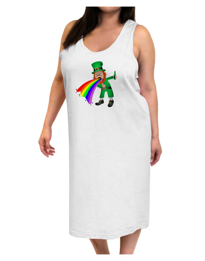 Puking Rainbow Leprechaun Adult Tank Top Dress Night Shirt-Night Shirt-TooLoud-White-One-Size-Adult-Davson Sales