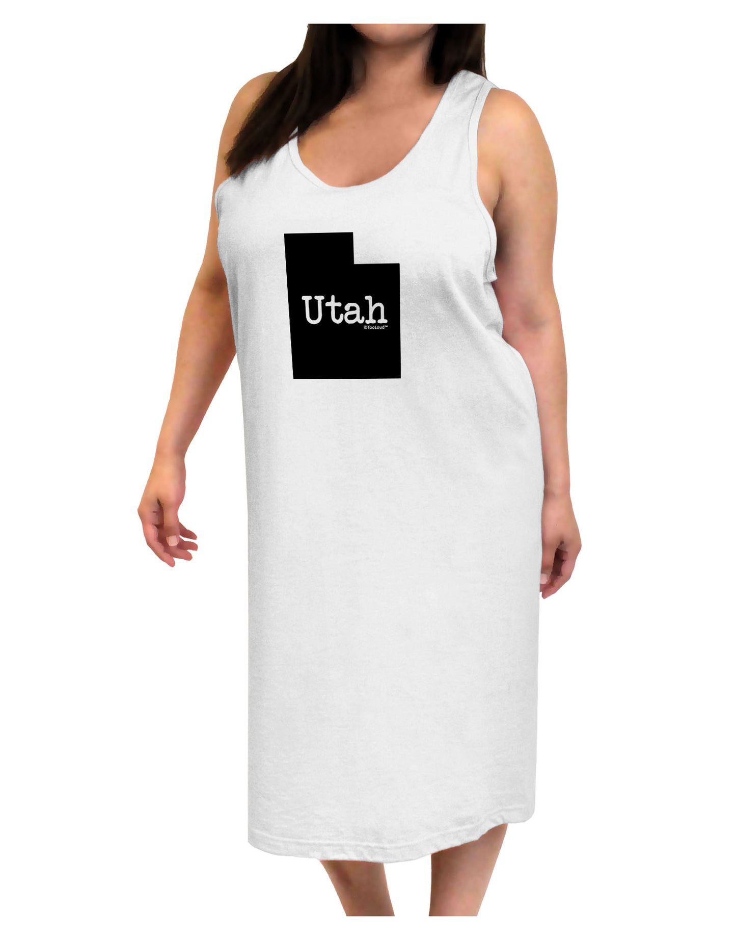 Utah - United States Shape Adult Tank Top Dress Night Shirt by TooLoud-Night Shirt-TooLoud-White-One-Size-Davson Sales