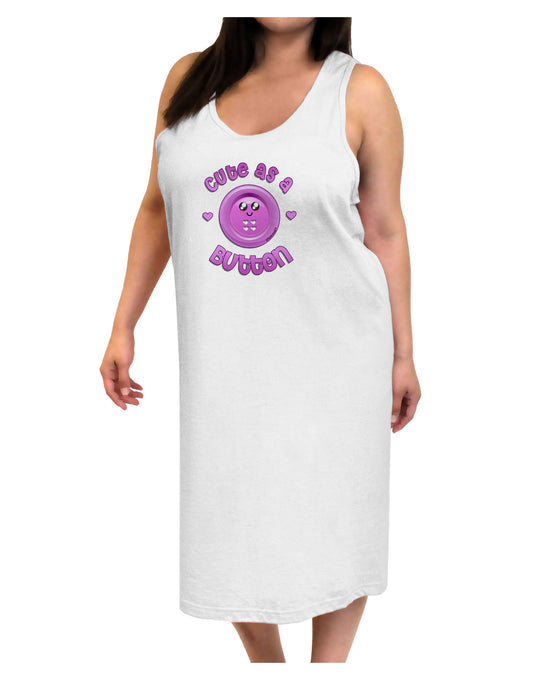 Cute As A Button Smiley Face Adult Tank Top Dress Night Shirt-Night Shirt-TooLoud-White-One-Size-Adult-Davson Sales