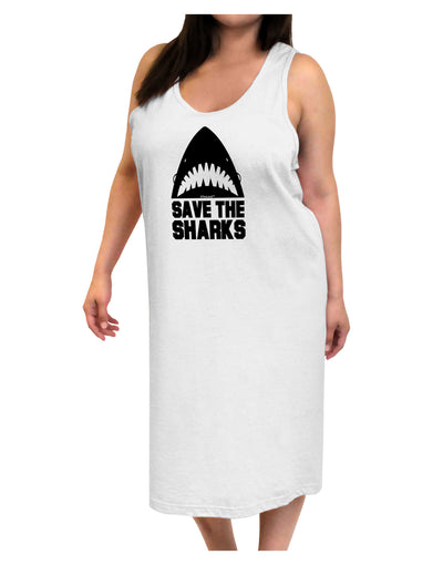 Save The Sharks Adult Tank Top Dress Night Shirt-Night Shirt-TooLoud-White-One-Size-Adult-Davson Sales