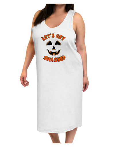 Let's Get Smashed Pumpkin Adult Tank Top Dress Night Shirt by TooLoud-Night Shirt-TooLoud-White-One-Size-Davson Sales