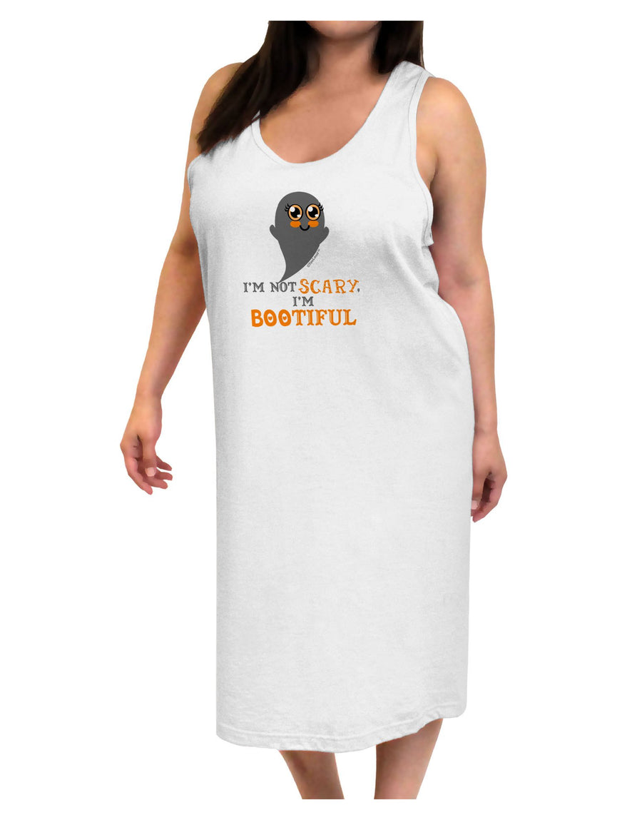 BOOtiful Ghost Orange Adult Tank Top Dress Night Shirt-Night Shirt-TooLoud-White-One-Size-Adult-Davson Sales