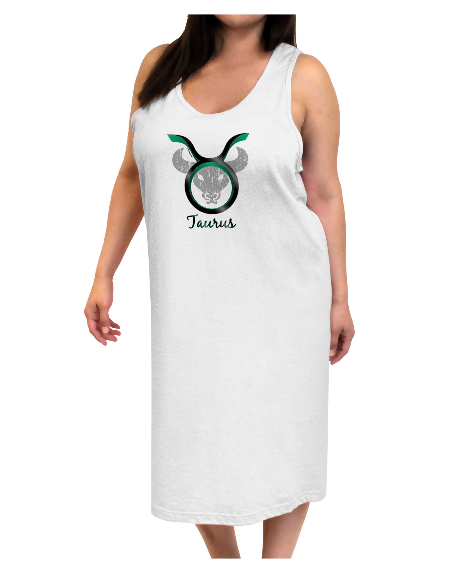 Taurus Symbol Adult Tank Top Dress Night Shirt-Night Shirt-TooLoud-White-One-Size-Adult-Davson Sales