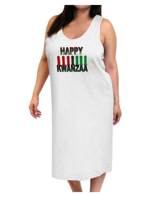 Happy Kwanzaa Candles Adult Tank Top Dress Night Shirt-Night Shirt-TooLoud-White-One-Size-Davson Sales