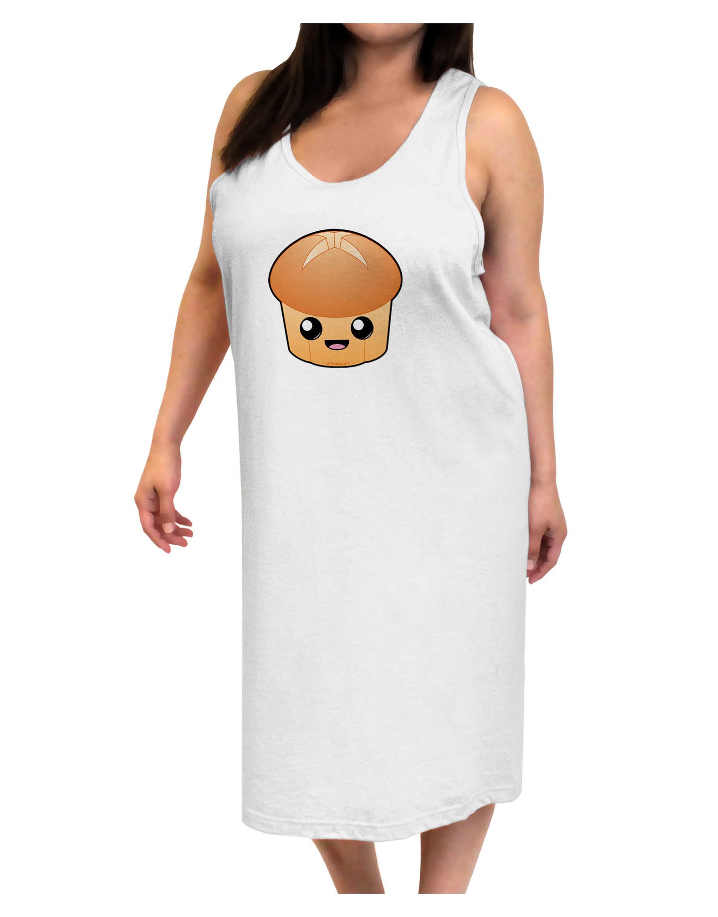 Cute Dinner Roll Adult Tank Top Dress Night Shirt-Night Shirt-TooLoud-White-One-Size-Adult-Davson Sales