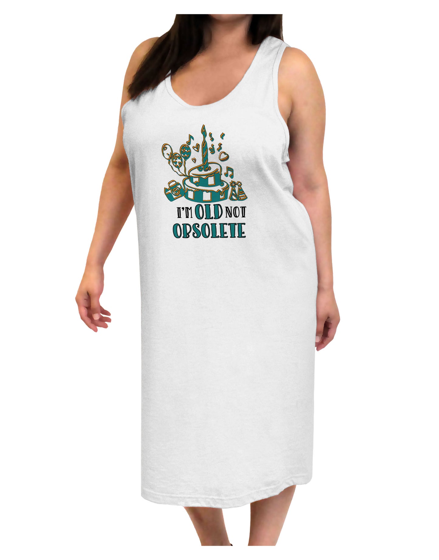 Im Old Not Obsolete Adult Tank Top Dress Night Shirt-Night Shirt-TooLoud-White-One-Size-Adult-Davson Sales