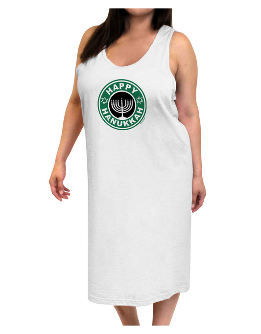 Happy Hanukkah Latte Logo Adult Tank Top Dress Night Shirt-Night Shirt-TooLoud-White-One-Size-Adult-Davson Sales