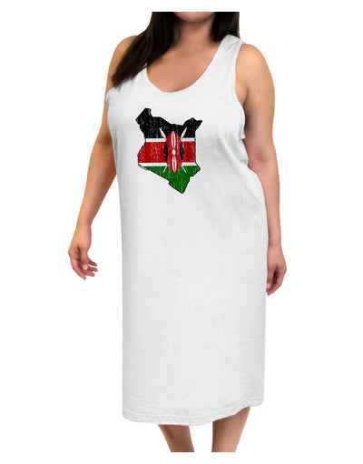 Kenya Flag Silhouette Distressed Adult Tank Top Dress Night Shirt-Night Shirt-TooLoud-White-One-Size-Adult-Davson Sales