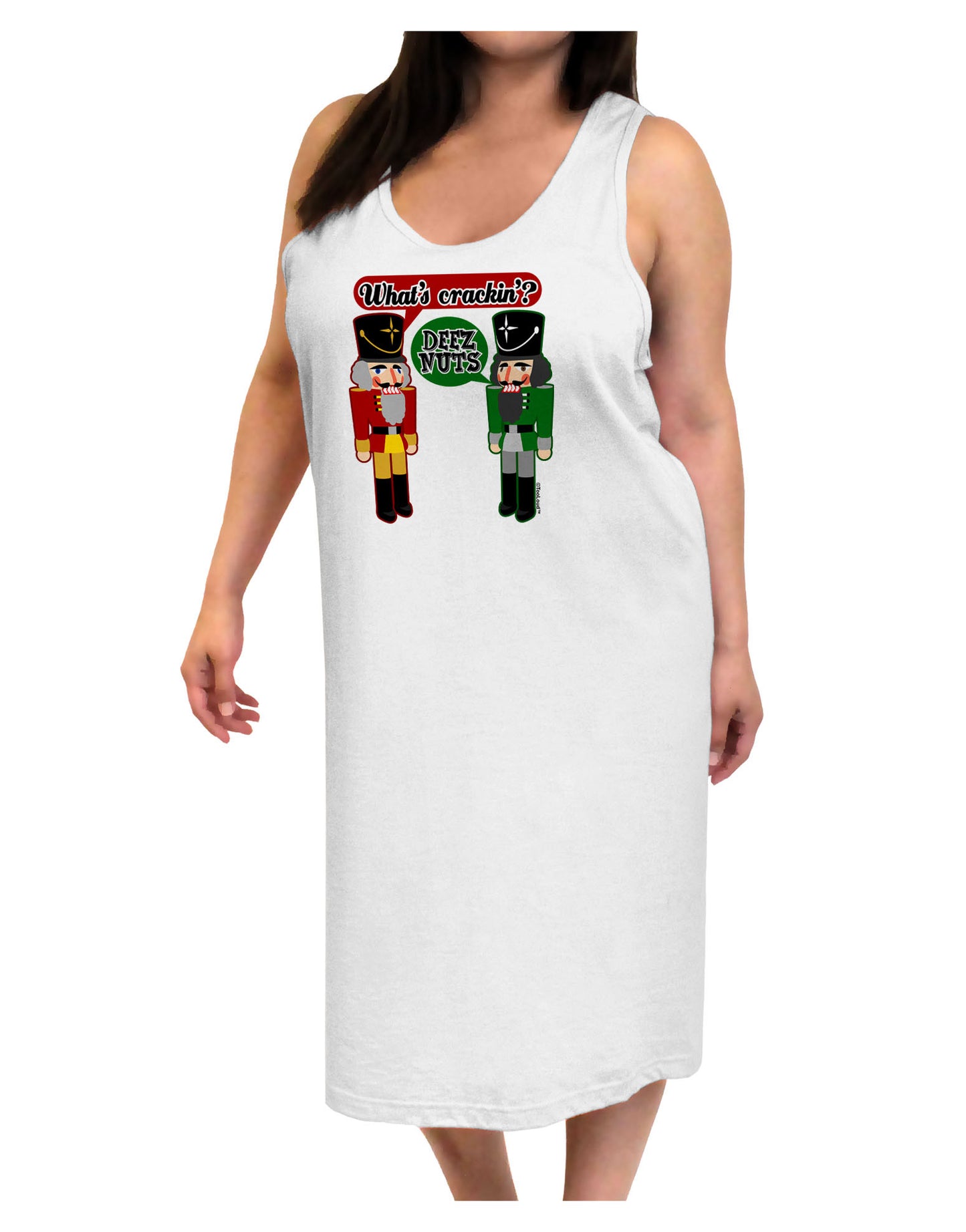Whats Crackin - Deez Nuts Adult Tank Top Dress Night Shirt by-Night Shirt-TooLoud-White-One-Size-Adult-Davson Sales