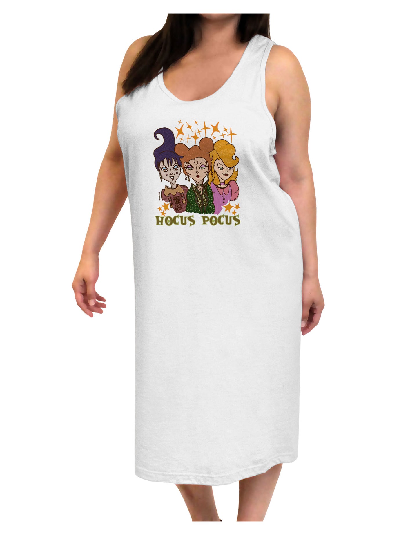 Hocus Pocus Witches Adult Tank Top Dress Night Shirt-Night Shirt-TooLoud-White-One-Size-Adult-Davson Sales