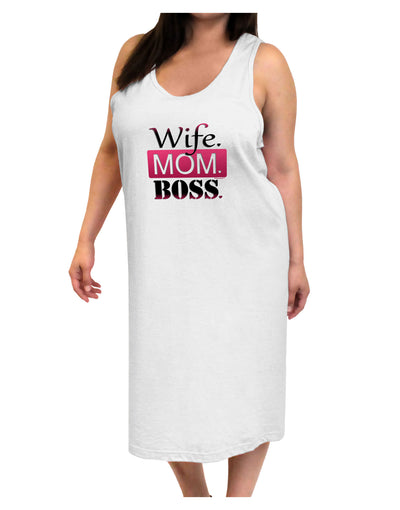 Wife Mom Boss Adult Tank Top Dress Night Shirt-Night Shirt-TooLoud-White-One-Size-Davson Sales