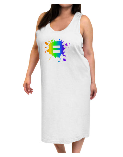 Equal Rainbow Paint Splatter Adult Tank Top Dress Night Shirt by TooLoud-Night Shirt-TooLoud-White-One-Size-Davson Sales