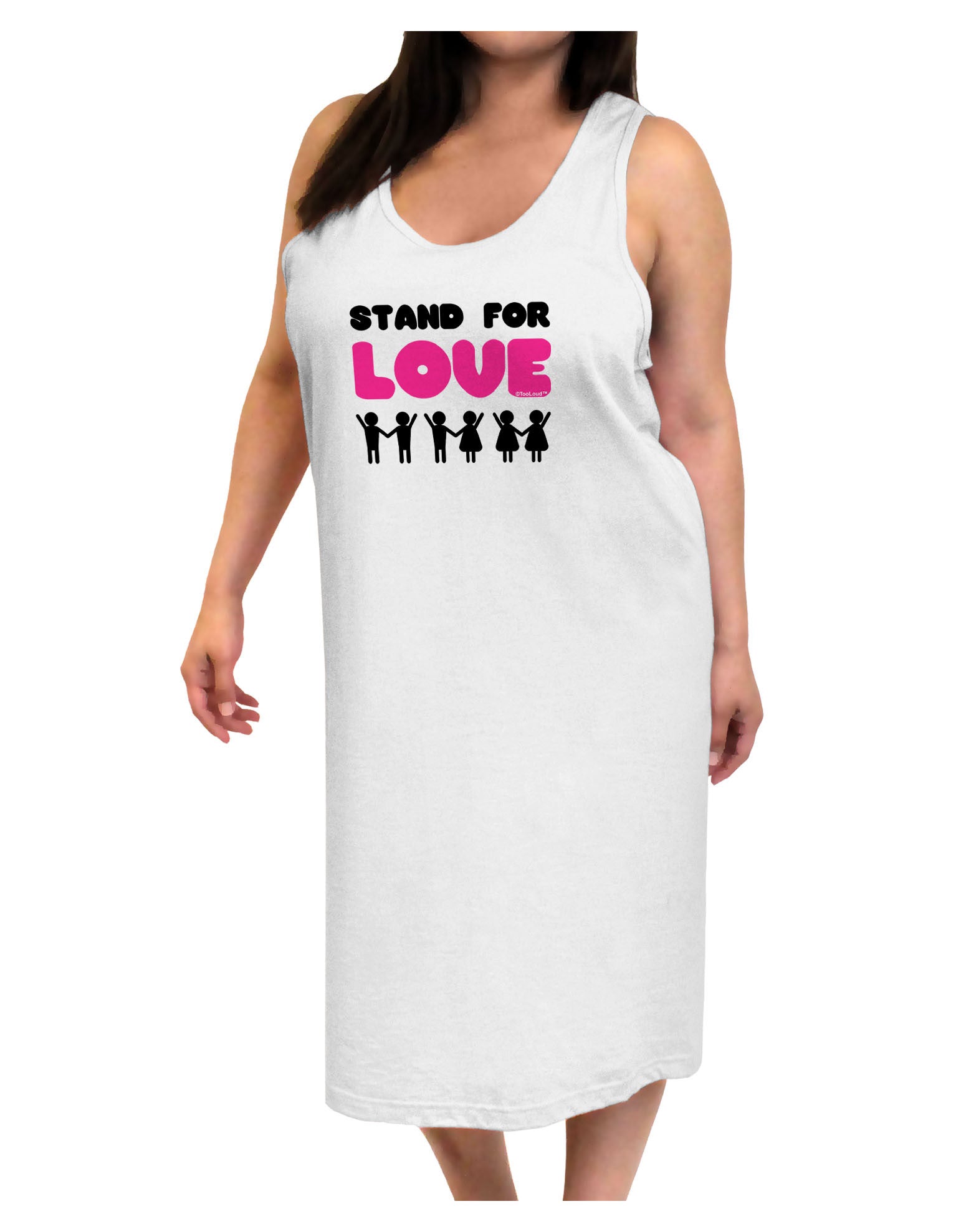 Stand For Love Pink Adult Tank Top Dress Night Shirt White / One-Size-Adult