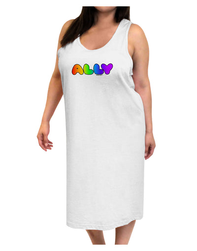 LGBT Ally Rainbow Text Adult Tank Top Dress Night Shirt by TooLoud-Night Shirt-TooLoud-White-One-Size-Davson Sales