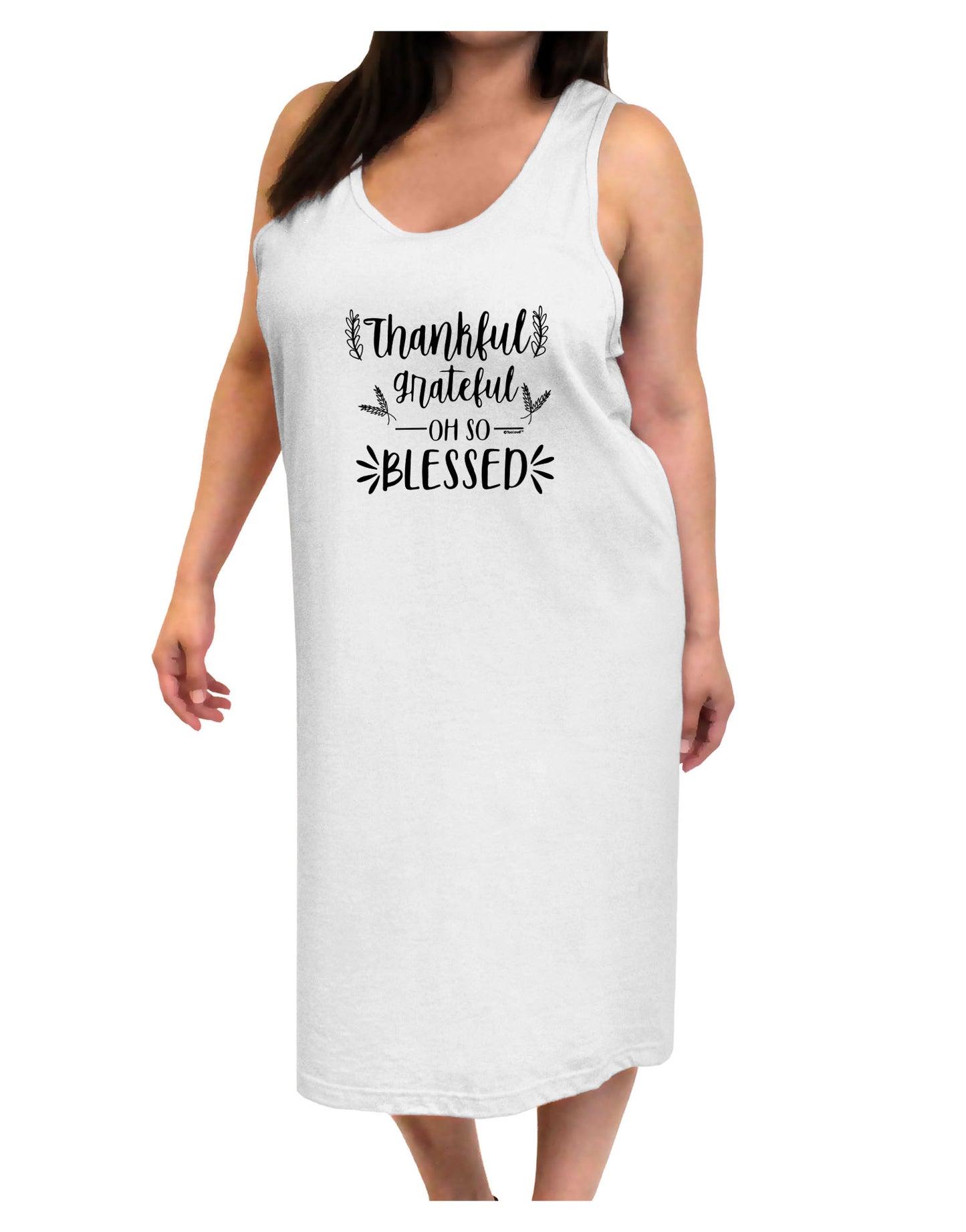 Thankful grateful oh so blessed Adult Tank Top Dress Night Shirt-Night Shirt-TooLoud-White-One-Size-Adult-Davson Sales