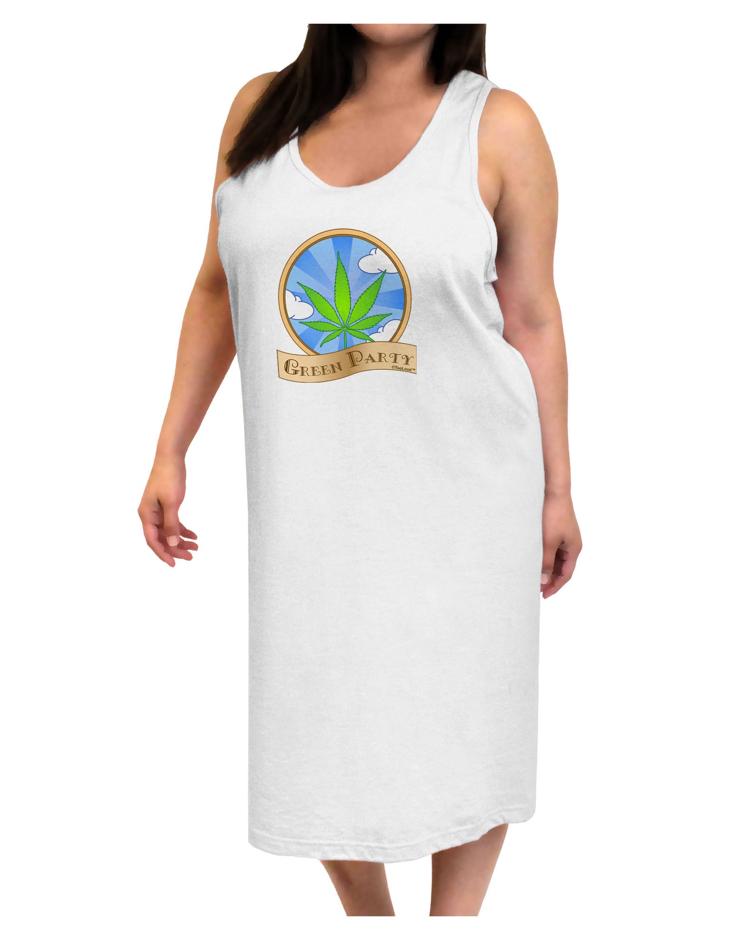 Green Party Symbol Adult Tank Top Dress Night Shirt-Night Shirt-TooLoud-White-One-Size-Adult-Davson Sales