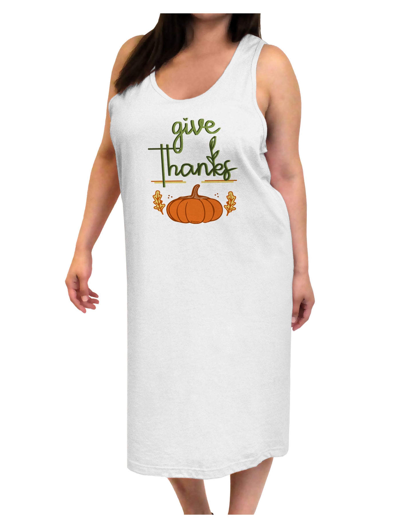 Give Thanks Adult Tank Top Dress Night Shirt-Night Shirt-TooLoud-White-One-Size-Adult-Davson Sales