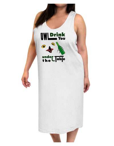 Owl Drink You Under the Table Adult Tank Top Dress Night Shirt-Night Shirt-TooLoud-White-One-Size-Adult-Davson Sales